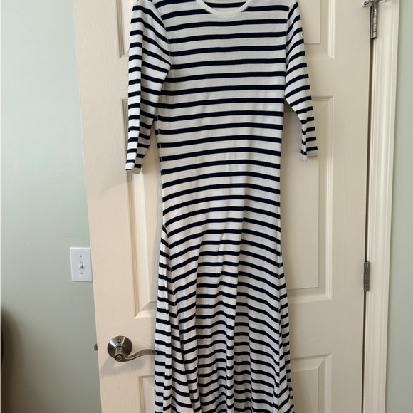 Ralph Lauren Navy and White Striped Midi Dress - Picture 1 of 2